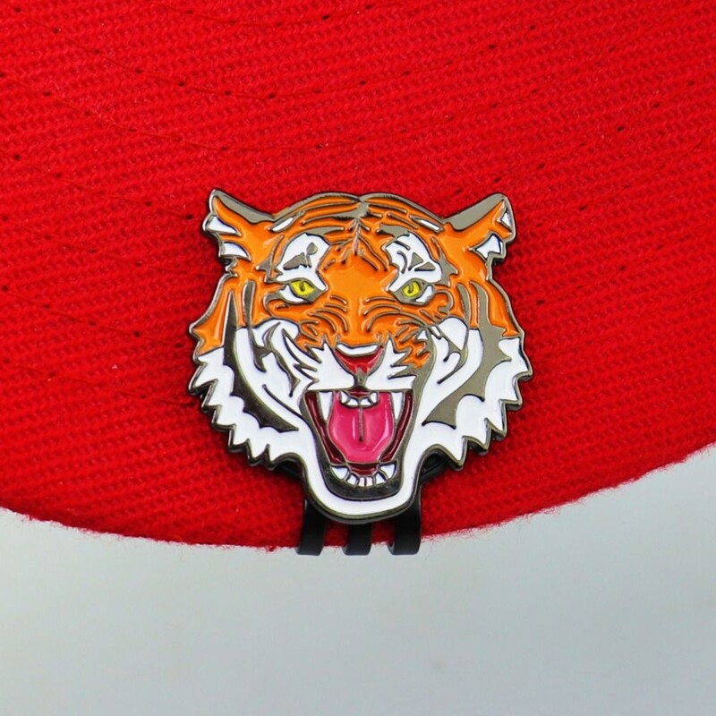 Značkovač golfových loptičiek Tiger, klip na klobúk, golfový tréning, odnímateľný prenosný značkovač golfových loptičiek, zliatina, ľahký magnetický klip na klobúk, golfový opasok
