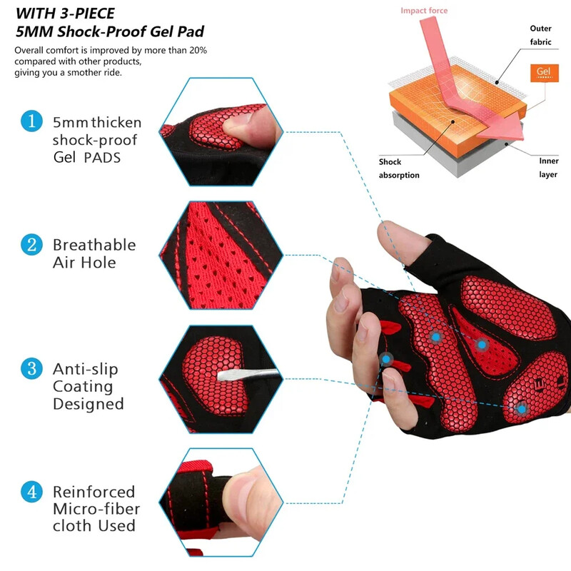 XQQMXX 1Pair dviratininkų pirštinės Dviratininkų pirštinės Dviračių pirštinės vyrams Moteriškos su neslystančiu amortizaciniu padėklu, lengvas, gražiai prigludęs