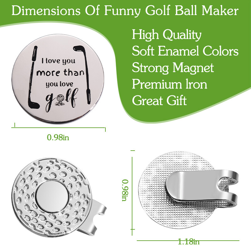 Ľúbim ťa viac ako ty miluješ golf Magnetický klip na klobúk Golfový marker na loptičky Tréningové pomôcky Príslušenstvo Darček pre priateľov milovníkov golfu