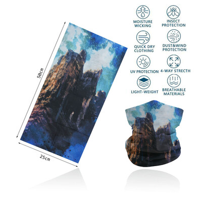 Táj mintás arc nyakkallér, kültéri táj, nyomott bandana női túrasál férfi hegymászó fejfedő porálló arcmaszk