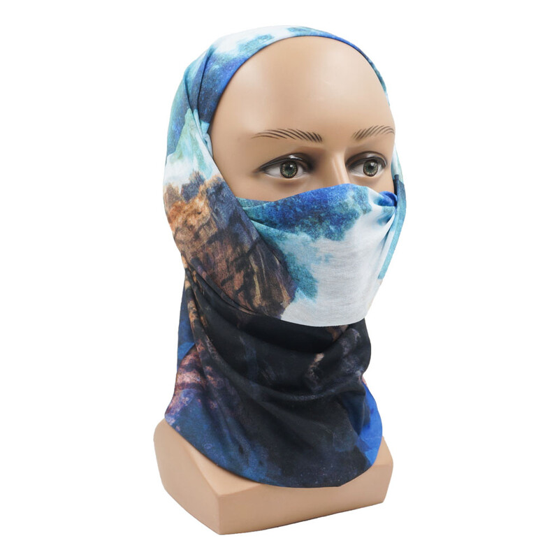 Maastikumustriga näo-kaela kedraga välitingimustes trükitud bandana naiste matkasall Meeste ronimispeaga tolmukindel näomask