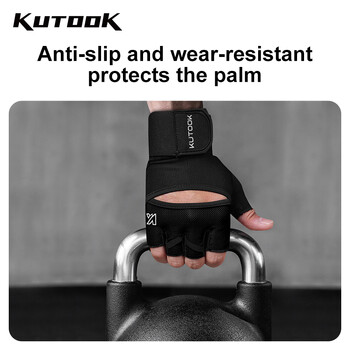 KUTOOK Gym Sports Gloves Ανδρικά Γάντια άρσης βαρών με πλήρη προστασία παλάμης προπόνηση με ιμάντες Ιμάντες καρπού Γάντια άρσης βαρών