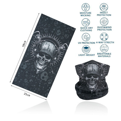 Skull Face Bandana για Ποδηλασία Πεζοπορία Ψάρεμα Προστασία από υπεριώδη ακτινοβολία Quickdry Neck Gaiter Άνδρες Γυναικείες Εκτύπωση Σκελετού Μαντίλι κεφαλιού Balaclava