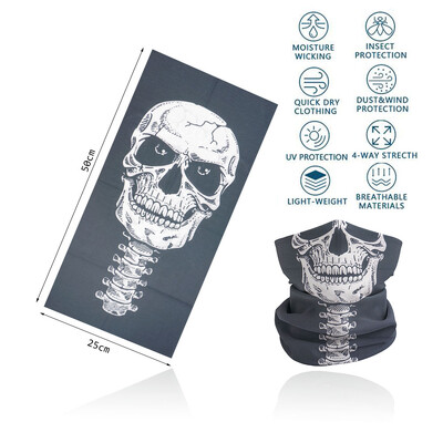 Skull Face Bandana για Ποδηλασία Πεζοπορία Ψάρεμα Προστασία από υπεριώδη ακτινοβολία Quickdry Neck Gaiter Άνδρες Γυναικείες Εκτύπωση Σκελετού Μαντίλι κεφαλιού Balaclava
