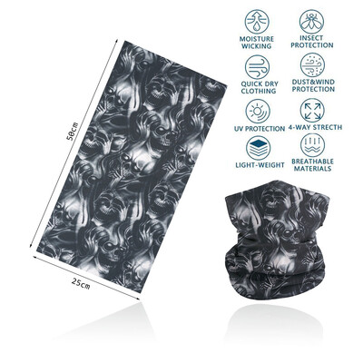 Skull Face Bandana για Ποδηλασία Πεζοπορία Ψάρεμα Προστασία από υπεριώδη ακτινοβολία Quickdry Neck Gaiter Άνδρες Γυναικείες Εκτύπωση Σκελετού Μαντίλι κεφαλιού Balaclava
