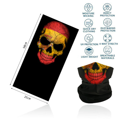 Skull Face Bandana για Ποδηλασία Πεζοπορία Ψάρεμα Προστασία από υπεριώδη ακτινοβολία Quickdry Neck Gaiter Άνδρες Γυναικείες Εκτύπωση Σκελετού Μαντίλι κεφαλιού Balaclava