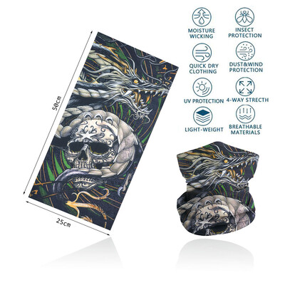 Skull Face Bandana για Ποδηλασία Πεζοπορία Ψάρεμα Προστασία από υπεριώδη ακτινοβολία Quickdry Neck Gaiter Άνδρες Γυναικείες Εκτύπωση Σκελετού Μαντίλι κεφαλιού Balaclava