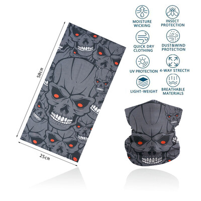 Skull Face Bandana για Ποδηλασία Πεζοπορία Ψάρεμα Προστασία από υπεριώδη ακτινοβολία Quickdry Neck Gaiter Άνδρες Γυναικείες Εκτύπωση Σκελετού Μαντίλι κεφαλιού Balaclava