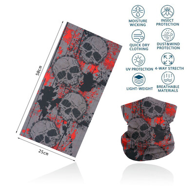 Skull Face Bandana για Ποδηλασία Πεζοπορία Ψάρεμα Προστασία από υπεριώδη ακτινοβολία Quickdry Neck Gaiter Άνδρες Γυναικείες Εκτύπωση Σκελετού Μαντίλι κεφαλιού Balaclava