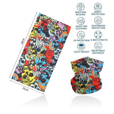 Skull Face Bandana για Ποδηλασία Πεζοπορία Ψάρεμα Προστασία από υπεριώδη ακτινοβολία Quickdry Neck Gaiter Άνδρες Γυναικείες Εκτύπωση Σκελετού Μαντίλι κεφαλιού Balaclava