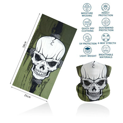 Skull Face Bandana για Ποδηλασία Πεζοπορία Ψάρεμα Προστασία από υπεριώδη ακτινοβολία Quickdry Neck Gaiter Άνδρες Γυναικείες Εκτύπωση Σκελετού Μαντίλι κεφαλιού Balaclava