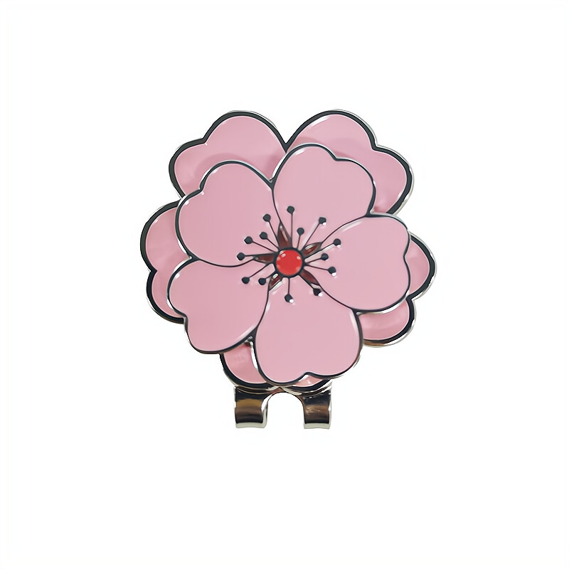 Oznaka loptice za golf s kopčom za šešir za golf, magnetska legura, uzorak cvijeta ružičaste breskve, marker za golf, poklon za lopticu za golf, Sportska isporuka u paketu