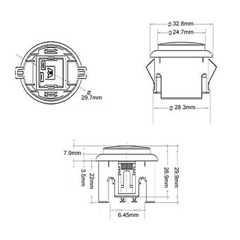 12 τμχ αντίγραφο Sanwa Buttons 30mm 24mm Arcade Push Button Switch Baolian Circle Buttons Micro Switch for Arcade DIY Kit