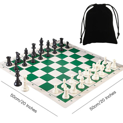Profesionalna šahovska garnitura, 32 šahovske figure s šahovskom pločom na kotrljanje, društvene igre s crnom torbom za pohranu za svakodnevnu upotrebu na turnirima