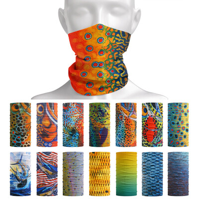 Fish Pattern Bandana Férfi Kerékpáros Arcmaszk Futó Túrázás Fejfedők Horgász Nyakvédő Huzat Snood Női Szabadtéri Balaclava Sál