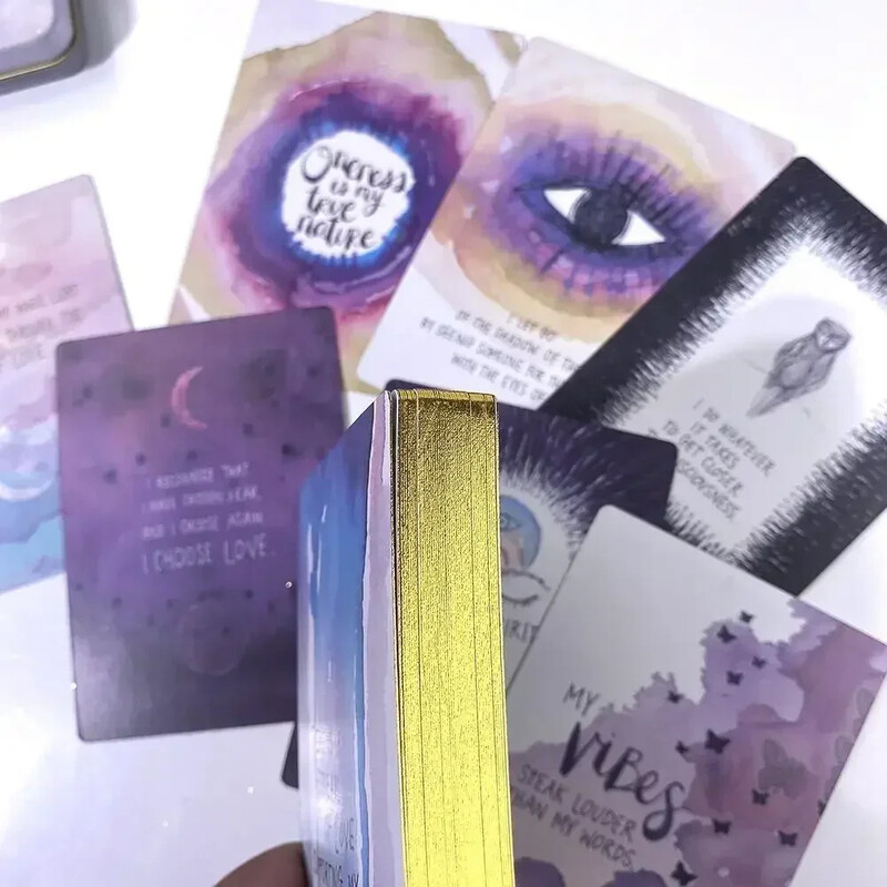 Svemir ima vaša leđa Tarot špil Tarot karte u limenoj kutiji s pozlaćenim rubom za karte za igru 44 komada