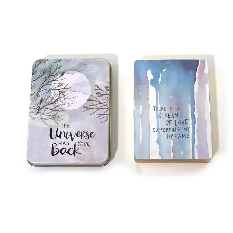 Svemir ima vaša leđa Tarot špil Tarot karte u limenoj kutiji s pozlaćenim rubom za karte za igru 44 komada