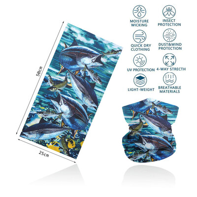 Riblje ljuske Navlaka za vrat s uzorkom za ribolov Tuba Biciklistički šal Planinarenje Trčanje Zaštita od UV zračenja Bandana za lice Muška traka za glavu Balaclava