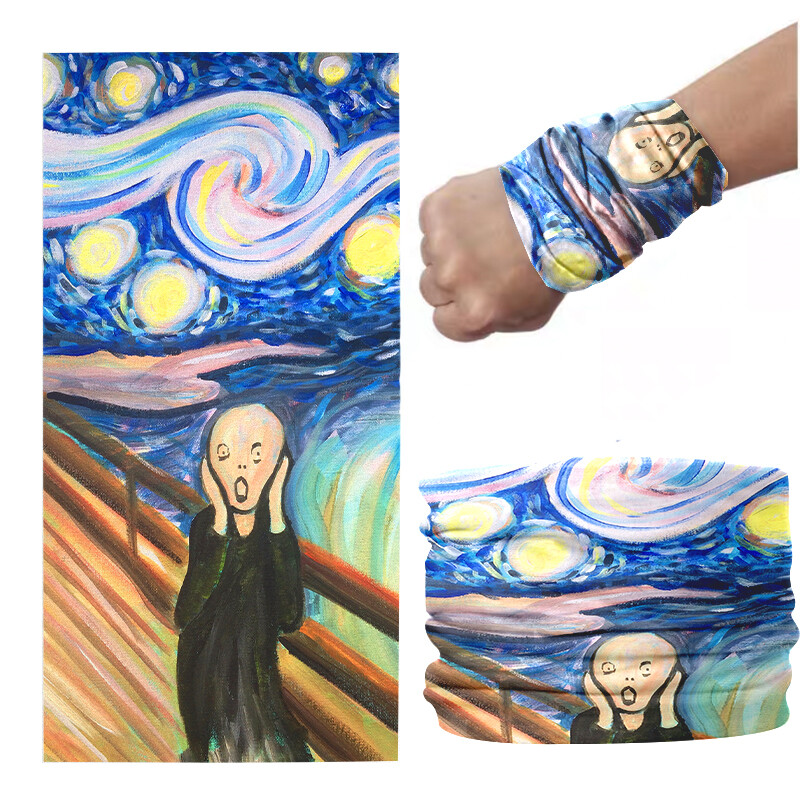 Noua pictură în ulei 3D Van Gogh, eșarfă inel pentru femei, floarea soarelui, noapte înstelată, distracție retro, bentiță pentru ciclism în aer liber, acoperire pentru gât, bandana