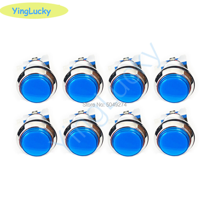 8 kom LED Arcade gumb kit luminescentno srebrno 12v 33mm gumb za arcade jamma pandora box kućište
