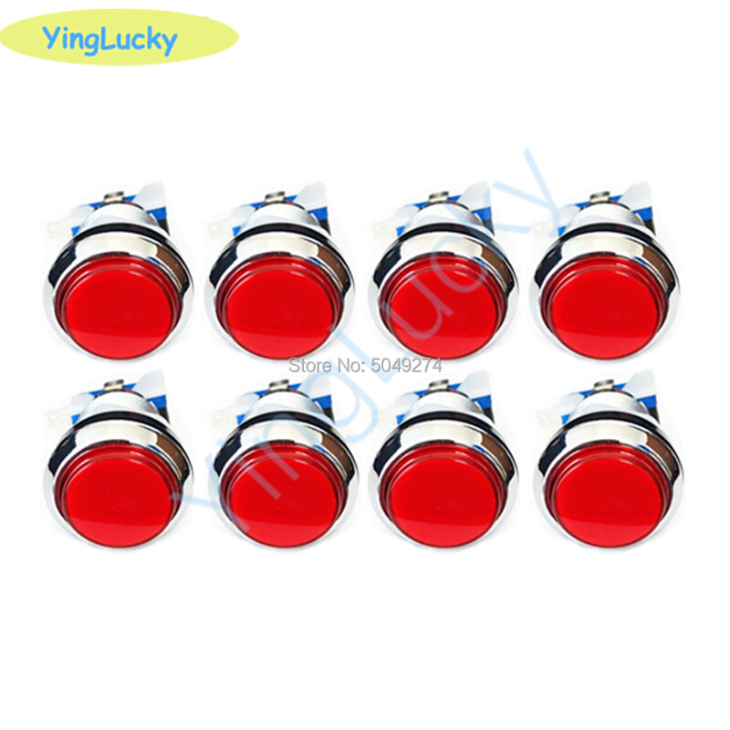 8 kom LED Arcade gumb kit luminescentno srebrno 12v 33mm gumb za arcade jamma pandora box kućište