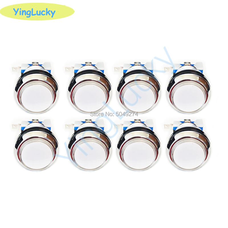 8 kom LED Arcade gumb kit luminescentno srebrno 12v 33mm gumb za arcade jamma pandora box kućište