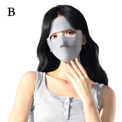 Ljetna ledena svilena maska protiv UV zračenja, zaštita od sunca, prozračna, udobna, biciklizam na otvorenom, sportska krema za sunčanje, kukica za uši, navlaka za cijelo lice