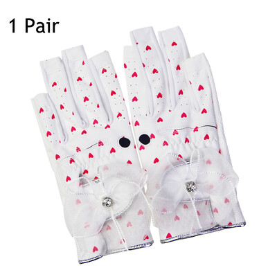 1 Pāris Sieviešu golfa cimdi bez pirkstiem Mīksti sporta cimdi Sieviešu meiteņu granulas Pretslīdes cimdi Eleganti Cimdi kreisajā un labajā pusē