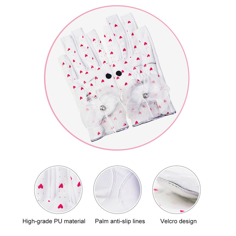 1 Pāris Sieviešu golfa cimdi bez pirkstiem Mīksti sporta cimdi Sieviešu meiteņu granulas Pretslīdes cimdi Eleganti Cimdi kreisajā un labajā pusē