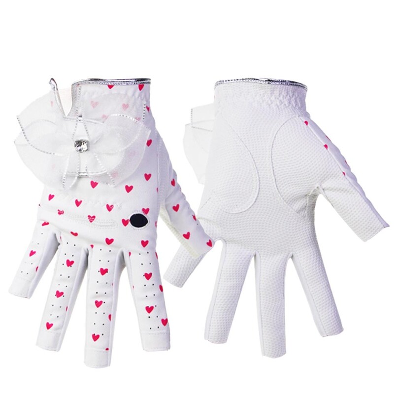 1 Pāris Sieviešu golfa cimdi bez pirkstiem Mīksti sporta cimdi Sieviešu meiteņu granulas Pretslīdes cimdi Eleganti Cimdi kreisajā un labajā pusē