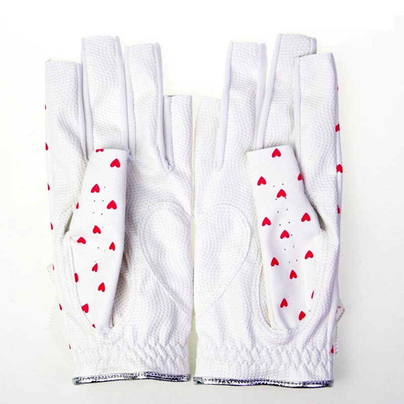 1 Pāris Sieviešu golfa cimdi bez pirkstiem Mīksti sporta cimdi Sieviešu meiteņu granulas Pretslīdes cimdi Eleganti Cimdi kreisajā un labajā pusē