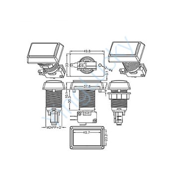 1PCS Arcade Push Button 25 Κεντρικό κόκκινο πάτημα για πιστωτικό κέρμα Λειτουργία με παιχνίδι με παιχνίδι Led ορθογώνια κουμπιά με μικροδιακόπτη