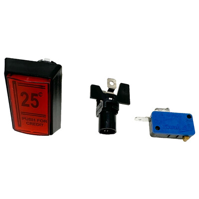 1 KOM Arkadna tipka 25 središnjih crvenih tipki za igranje na kovanice, pravokutni LED gumbi s mikro prekidačem