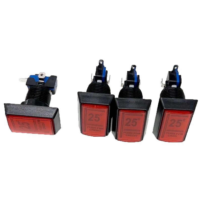 1 KOM Arkadna tipka 25 središnjih crvenih tipki za igranje na kovanice, pravokutni LED gumbi s mikro prekidačem