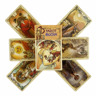 Tarot Mucha kártyák Tarot Oracle kártyák Angol változat Társasjátékok Pakli Boszorkányság Tündér Jóslás Játékkártya Asztali játékok