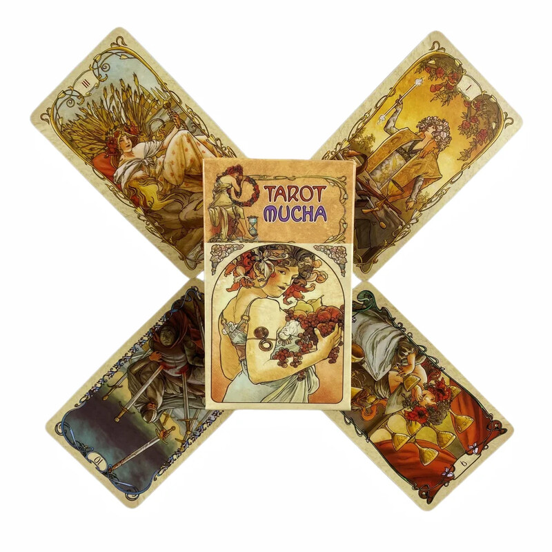 Tarot Mucha kārtis Tarot Oracle kārtis angļu versija Galda spēles Klājs Burvība Feja Zīlēšana Spēļu kārtis Galda spēles