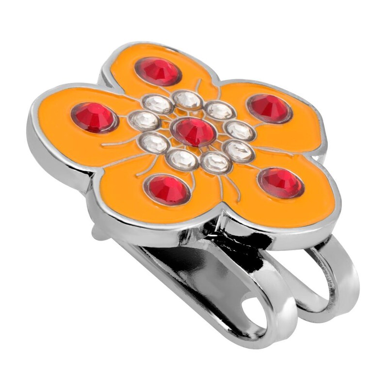 Krištáľový klip na golfovú čiapku, značka na loptičky, vhodná pre priezor golfovej čiapky, golfový tréner Golf Lover - kvet slivky, vyberte si farby