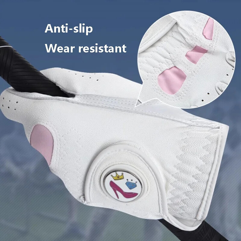 Love Golf 1 pāris sieviešu jēra ādas golfa cimdi ar Mark Ladies neslīdošiem elastīgiem sporta dūraiņiem ar āķi un cilpu mīkstiem cimdiem