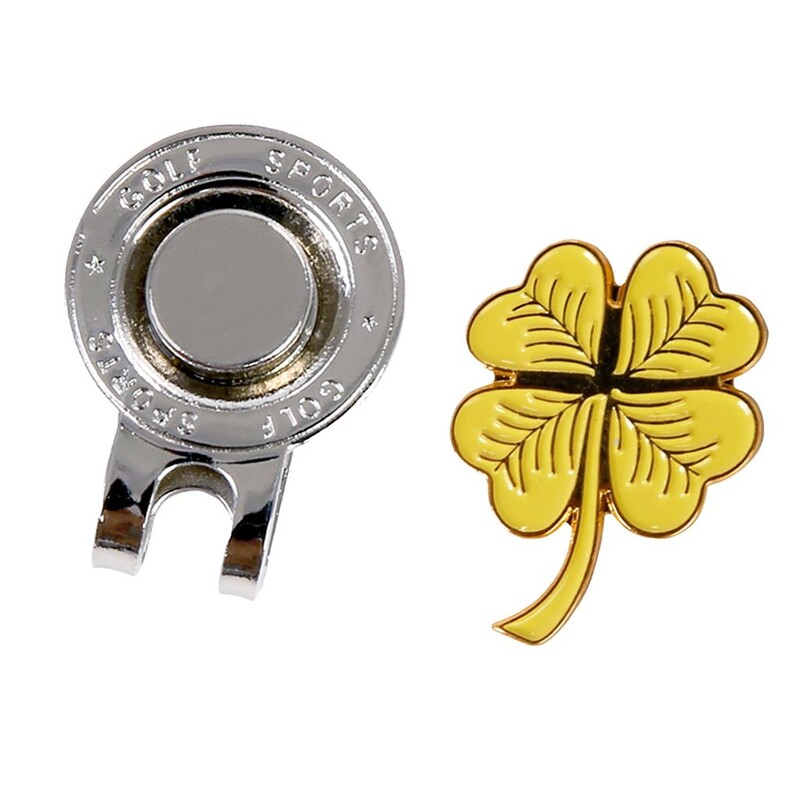 Magnetinis golfo kamuoliukų žymeklis su standartiniu skrybėlės segtuku, tvirtinamu prie kišenės krašto diržo. Drabužiai, tvirti, lengvai naudojami