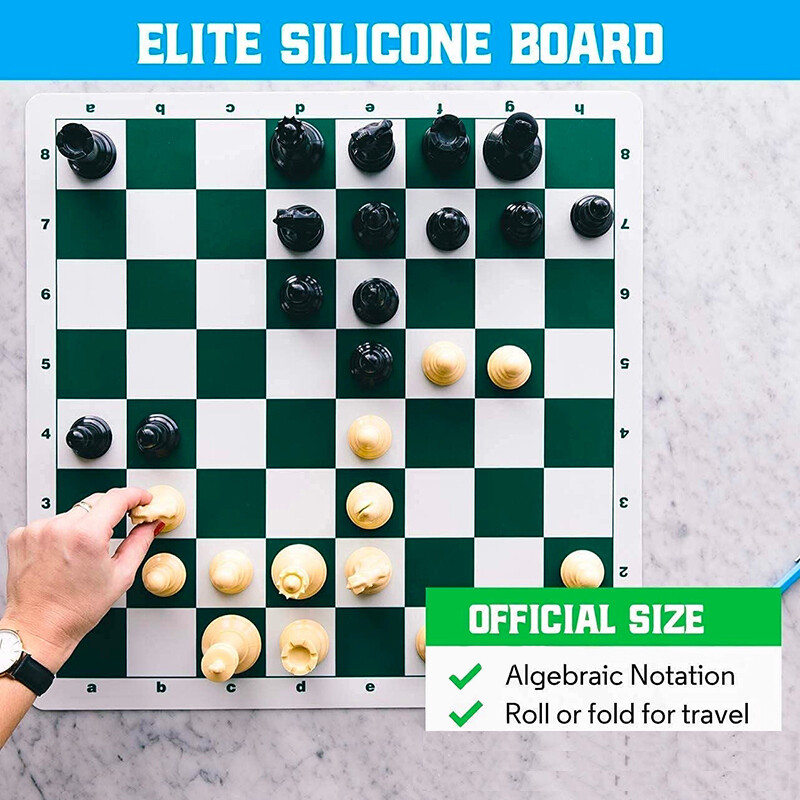 Τουρνουά Σκακιστικό Σετ 90% Πλαστικά Γεμισμένα Πιάσματα Σκακιού και Πράσινο Επιτραπέζιο Παιχνίδι Σκακιού Βινυλίου
