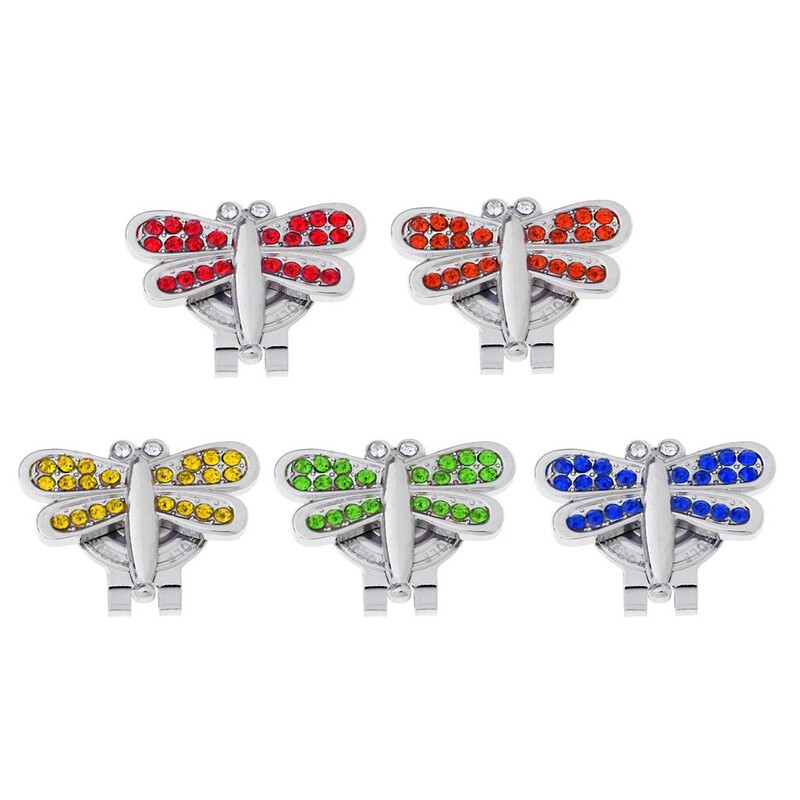 Ötvözet golflabda jelölő sapka csipesz bross szemellenző díszítés strasszokkal zöld piros