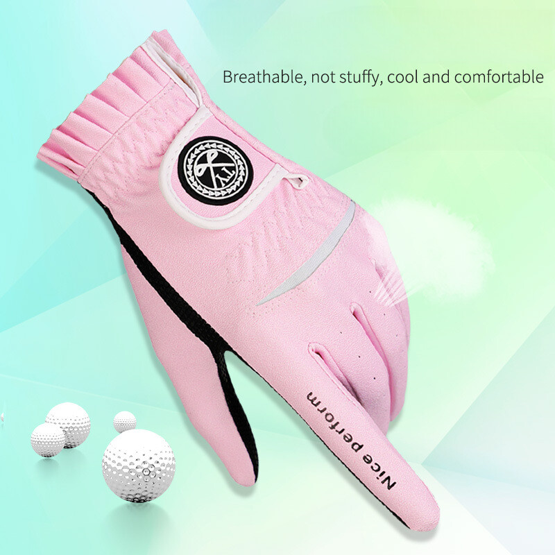 TTYGJ 2 poros golfo pirštinės moterims, kvėpuojančios PU odos golfas su neslystančiomis dalelėmis, lauko sportui skirtos rankinės golfo aksesuaras
