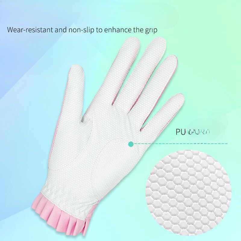 TTYGJ 2 poros golfo pirštinės moterims, kvėpuojančios PU odos golfas su neslystančiomis dalelėmis, lauko sportui skirtos rankinės golfo aksesuaras