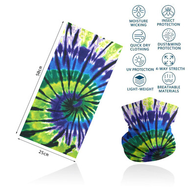 Tie-Dye Spiral printed πολύχρωμη γκέτα λαιμού Αναπνεύσιμη γυναικεία μάσκα προσώπου μπαντάνα Άνευ ραφής πολυλειτουργική περιτύλιξη μαλλιών Balaclava