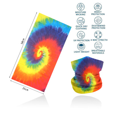 Tie-Dye Spiral printed πολύχρωμη γκέτα λαιμού Αναπνεύσιμη γυναικεία μάσκα προσώπου μπαντάνα Άνευ ραφής πολυλειτουργική περιτύλιξη μαλλιών Balaclava