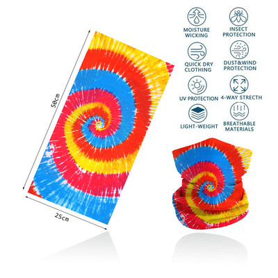 Tie-Dye Spiral printed πολύχρωμη γκέτα λαιμού Αναπνεύσιμη γυναικεία μάσκα προσώπου μπαντάνα Άνευ ραφής πολυλειτουργική περιτύλιξη μαλλιών Balaclava