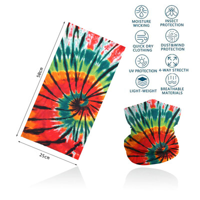 Tie-Dye Spiral printed πολύχρωμη γκέτα λαιμού Αναπνεύσιμη γυναικεία μάσκα προσώπου μπαντάνα Άνευ ραφής πολυλειτουργική περιτύλιξη μαλλιών Balaclava