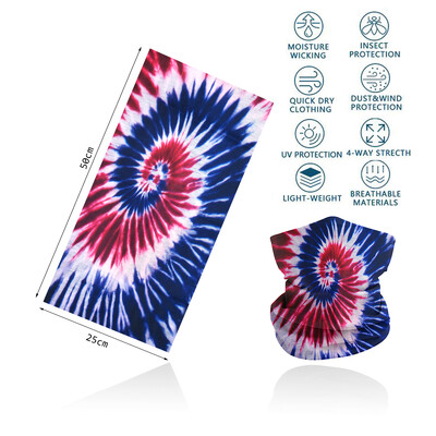 Tie-Dye Spiral printed πολύχρωμη γκέτα λαιμού Αναπνεύσιμη γυναικεία μάσκα προσώπου μπαντάνα Άνευ ραφής πολυλειτουργική περιτύλιξη μαλλιών Balaclava