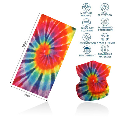 Tie-Dye Spiral printed πολύχρωμη γκέτα λαιμού Αναπνεύσιμη γυναικεία μάσκα προσώπου μπαντάνα Άνευ ραφής πολυλειτουργική περιτύλιξη μαλλιών Balaclava