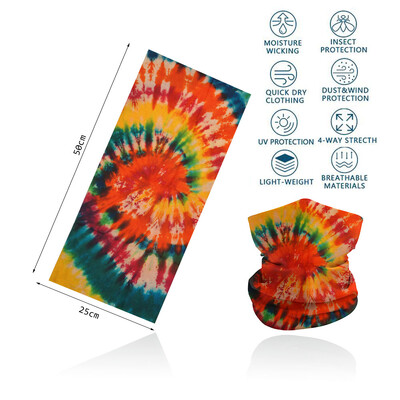 Tie-Dye Spiral printed πολύχρωμη γκέτα λαιμού Αναπνεύσιμη γυναικεία μάσκα προσώπου μπαντάνα Άνευ ραφής πολυλειτουργική περιτύλιξη μαλλιών Balaclava